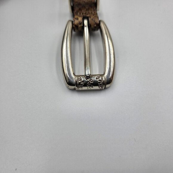 Brighton Belt Womens Medium Brown Snakeskin Belt Silvertone Western Chic - Picture 4 of 13